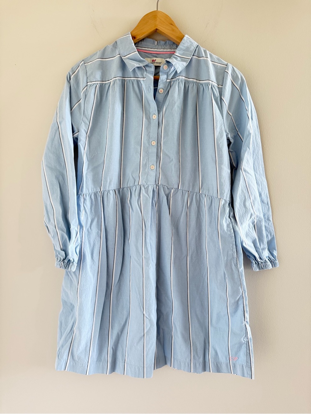 Vineyard Vines Blue Stripe Shirt Dress Coastal Prep Nautical Classic Girls L 14